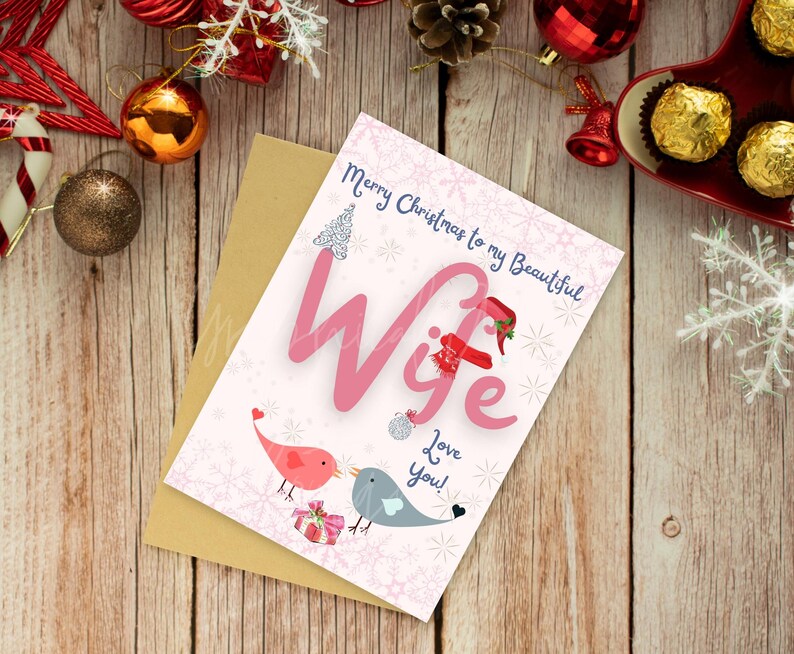 Printable Christmas Card for Wife Merry Christmas Wife Card - Etsy Canada