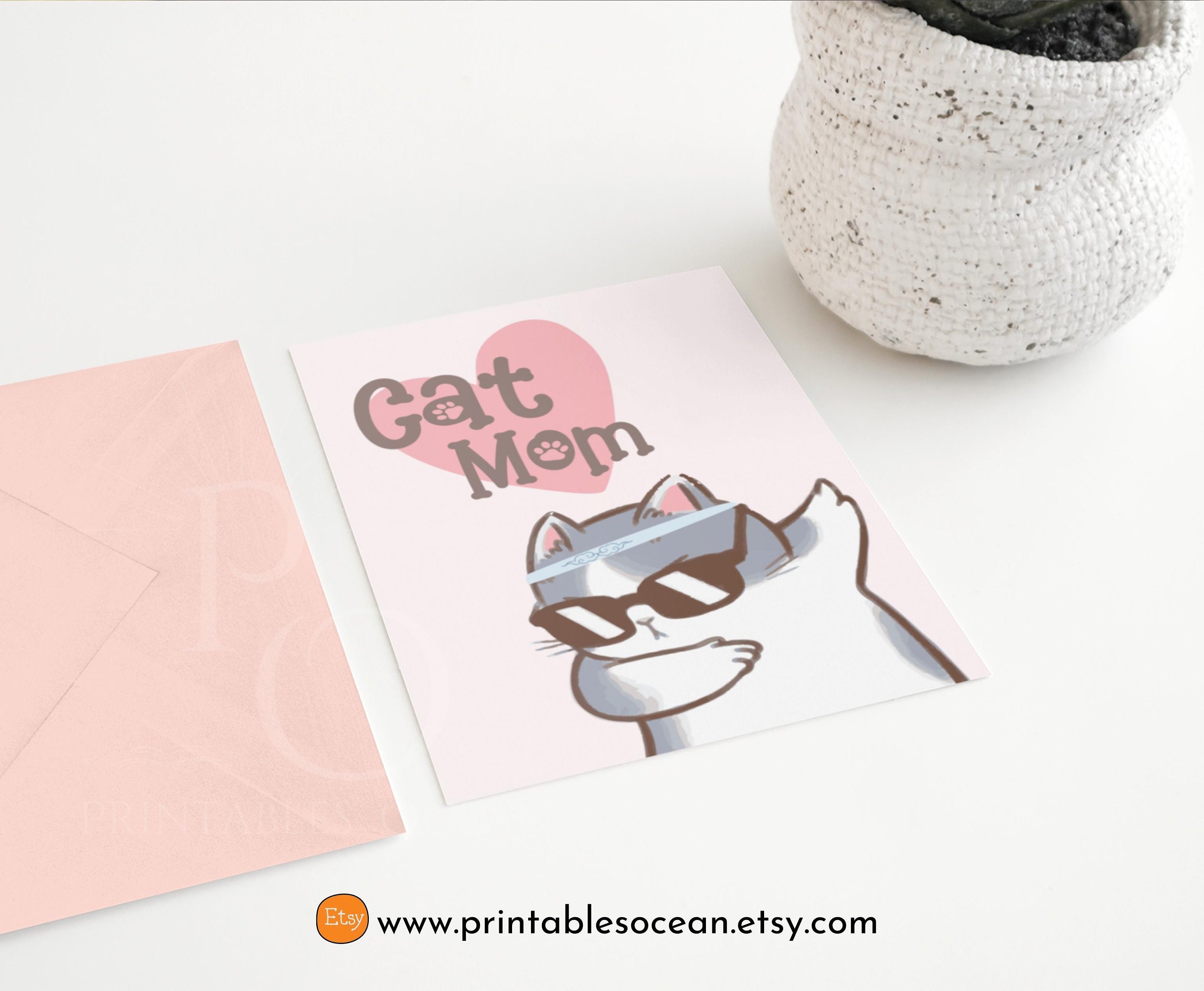 Mother's Day Card From Cat Printable, Funny Cat Birthday Card for Mom ...