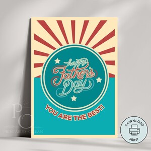 Tarjeta del día del padre imprimible estilo retro vintage último minuto descarga instantánea 5 "x 7" para papá papá abuelo abuelo marido novio