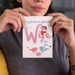 Printable Christmas Card for Wife, Merry Christmas Wife Card, Xmas Card ...