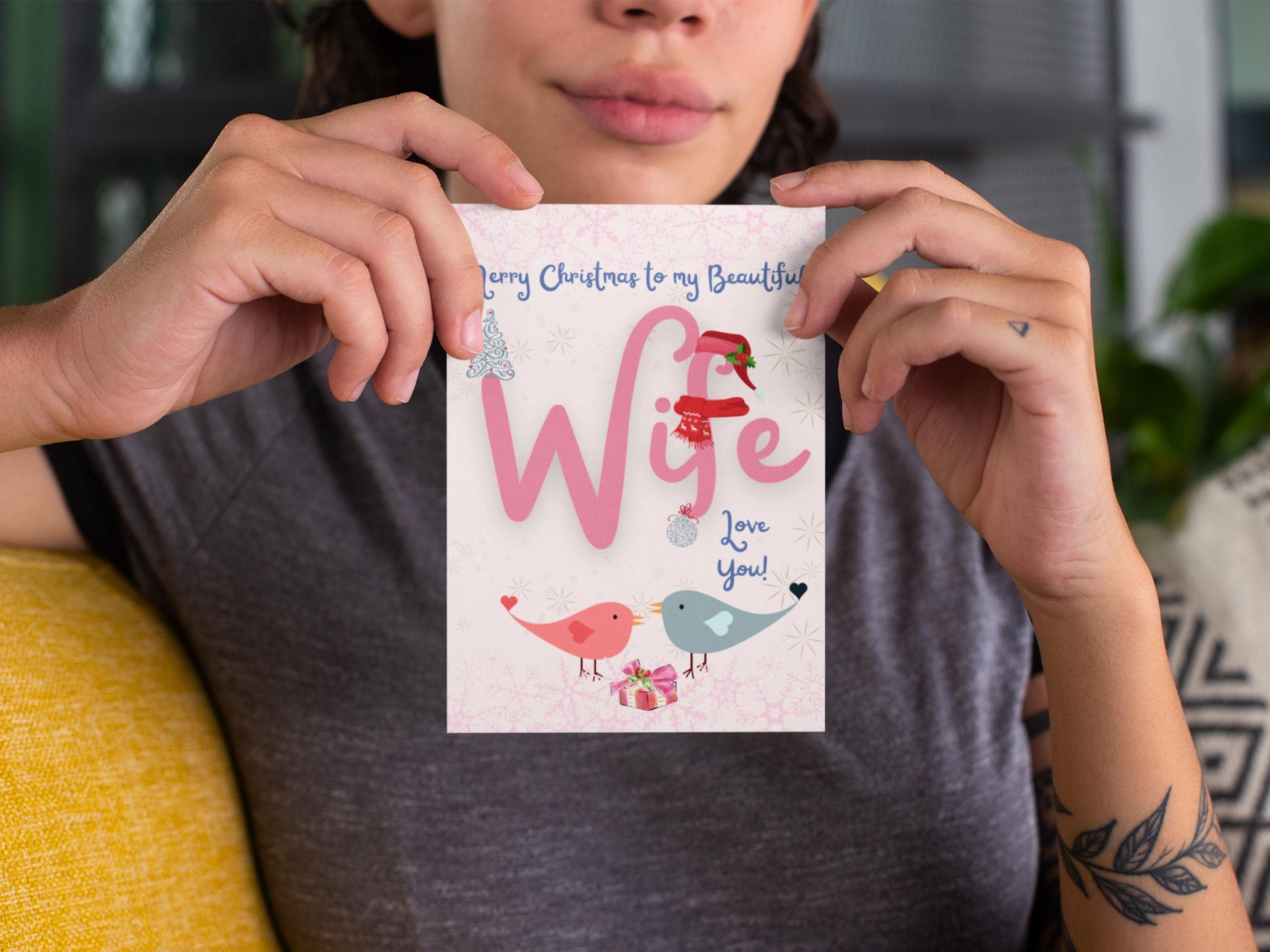 Printable Christmas Card for Wife, Merry Christmas Wife Card, Xmas Card ...
