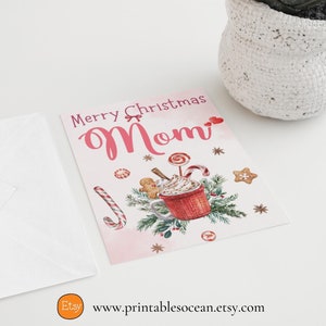 Merry Christmas Mom Card Printable, Handmade Christmas Card for Mom to ...