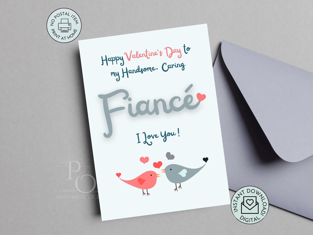 Valentines Day Card for Fiancé Printable, Valentine's Day Card for ...