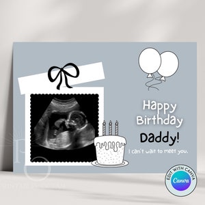 Carte photo personnalisée avec photo numérisée pour l'anniversaire de bébé papa, futur bébé de bébé à naître dans le ventre, bébé en route sur la planche à modifier facilement 7 x 5