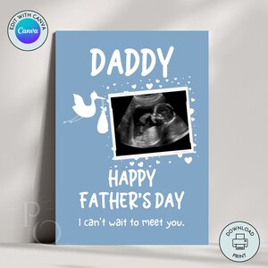Annuncio di gravidanza personalizzato per la festa del papà, biglietto di scansione per la nascita di un bambino, stampabile, rivelazione del bambino, idea a sorpresa, bambino in arrivo, scheda in attesa