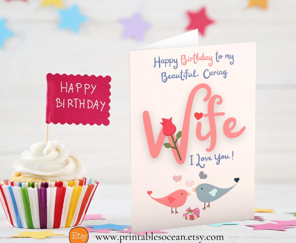 Happy Birthday Card for Wife Printable Wife Birthday Card Etsy UK