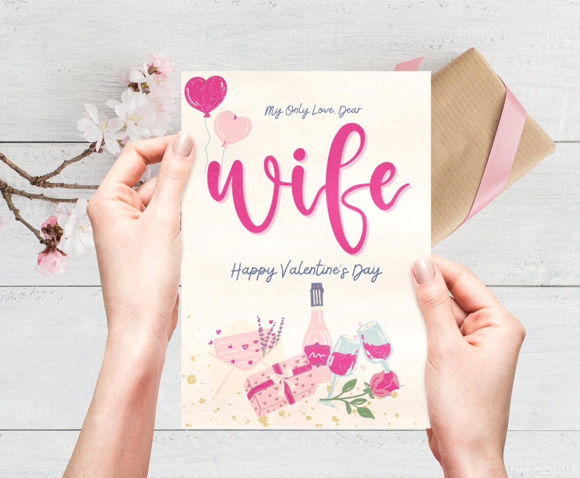 Valentines Day Card for Wife Printable, Valentine's Day Card Handmade ...