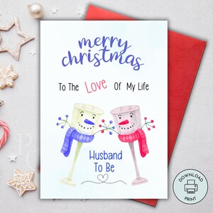 Cartão de Feliz Natal para impressão para futuro marido, namorado, noivo Download instantâneo Cartão de Natal de última hora 5x7 polegadas Fácil de imprimir em casa