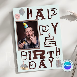 Personalisierte Geburtstagskarte Selbst Bearbeiten Foto Karte 5x7 Zoll Last Minute Sofortiger Download Moderne Karte Hübsche Karte für Ihn Sie