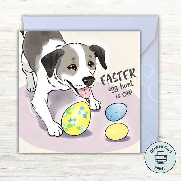 Easter Card Funny Dog Printable Instant Download Last Minute 5x5 inches Print at Home Last Minute Pun Easter Dog Card