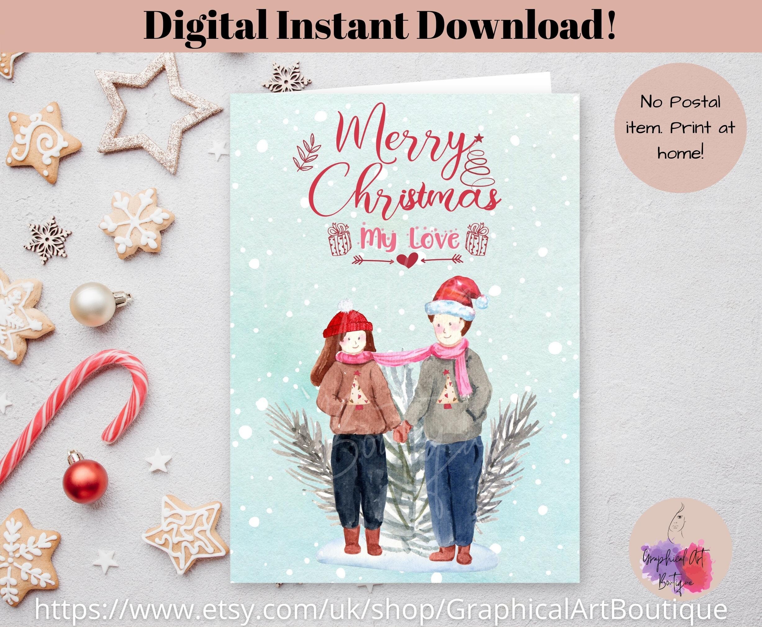 Printable My Love Christmas Xmas Card for Romantic Couples - Etsy