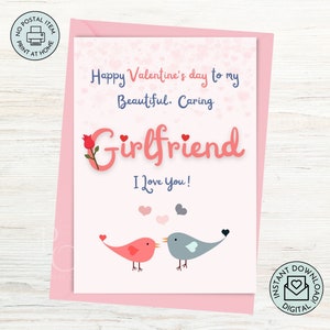 Cartão de dia dos namorados para namorada para impressão, cartão de dia dos namorados para namorada, cartão romântico fofo eu te amo, cartão de amor