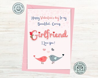 Valentines Day Card for Girlfriend Printable, Valentine's Day Card for Girlfriend, Cute Romantic I Love You Card, Love Card