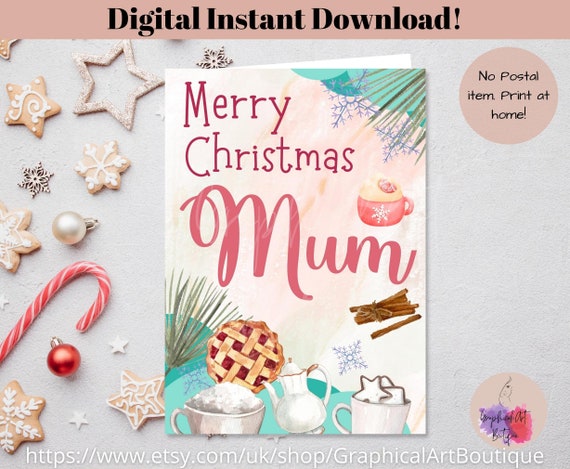To My Special Mother at Christmas Card Print. Christmas Message Card for  Mom Printable. Merry Christmas Card for Mother. (Download Now) 