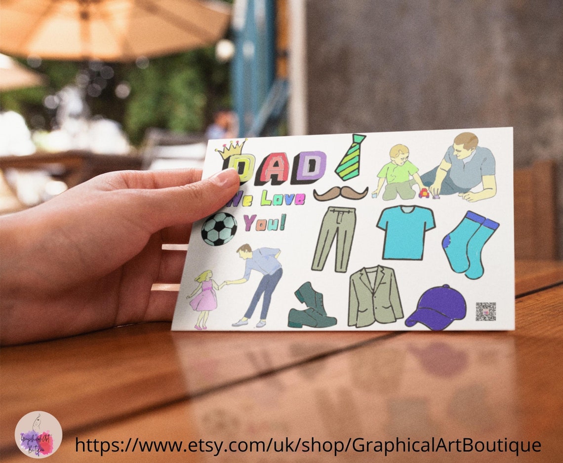 Printable Digital Coloring Daddy Card for Fathers Day, Birthday From ...