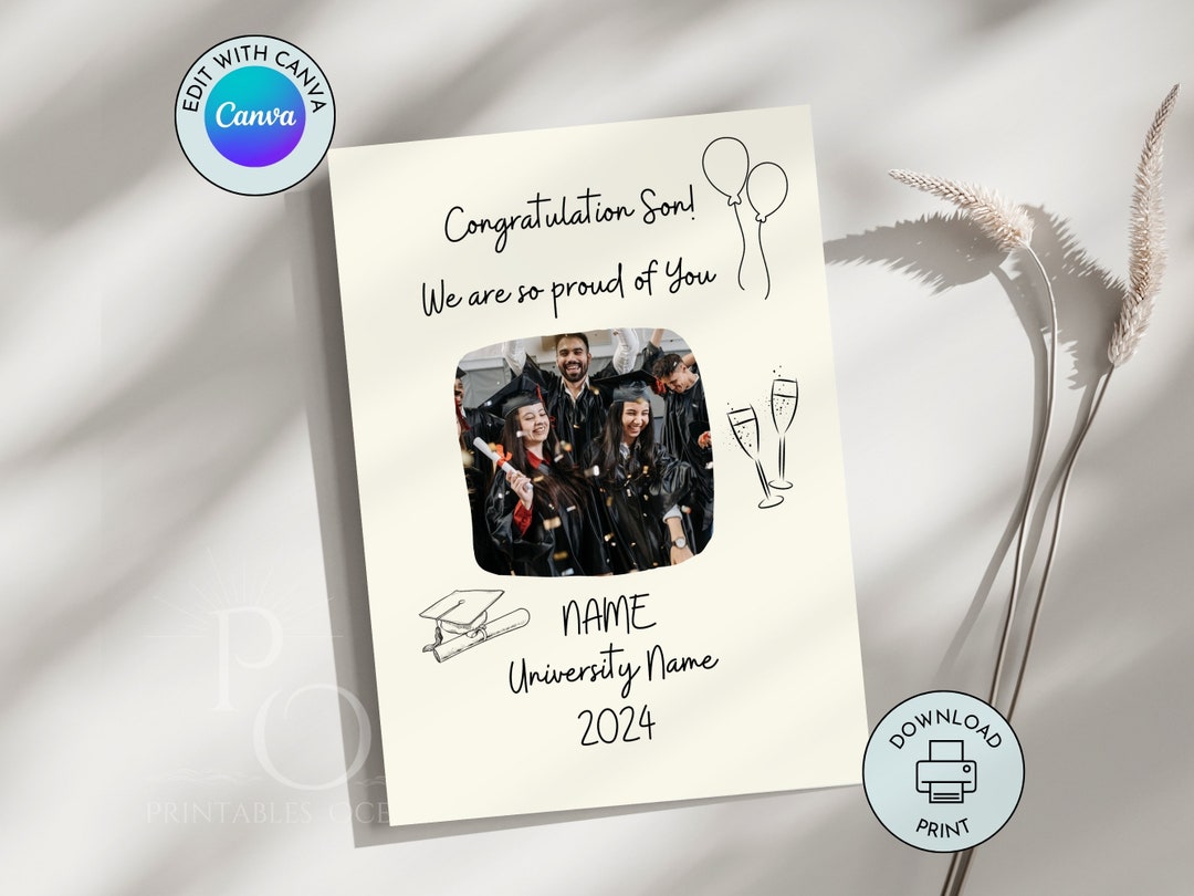 Personalized Graduation Card for Son Daughter With Photo, Printable ...