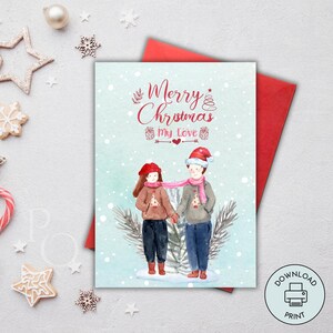 Druckbare romantische Weihnachten Weihnachtskarte für Paare, Freundinnen, Freund, Frau, Mann Sofortiger digitaler Download Weihnachten meine Liebeskarte.