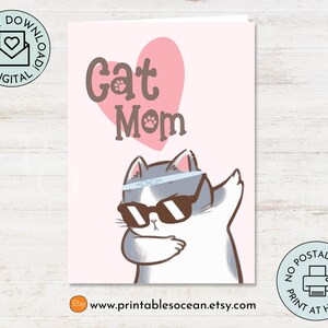 Carte de fête des mères de chat imprimable, carte d'anniversaire de chat drôle pour maman fait à la main, carte de maman de chat drôle, cartes d'humour pour maman mère maman maman