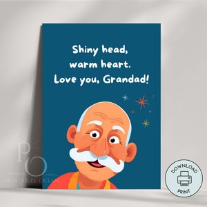 Cartão engraçado do dia dos pais, cartão de aniversário do avô para impressão de última hora, download instantâneo de 5 "x 7" polegadas para cartão humorístico de piada de avô careca