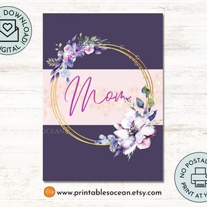 母の日カード 印刷可能 手作り、母の日カード、ママへの花柄カード、ママへの誕生日カード 5x7 インチ