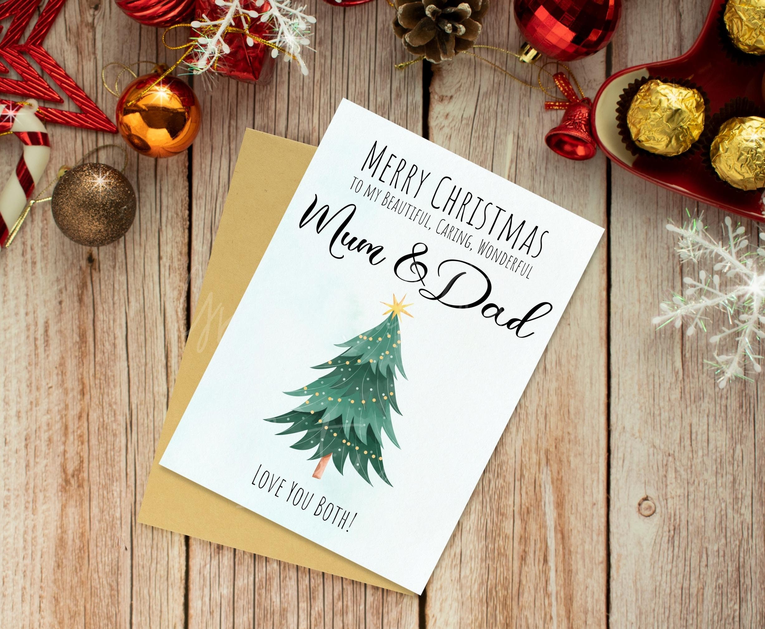 Printable Christmas Card Mum and Dad, Merry Christmas Mum and Dad Card ...