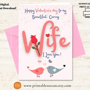 Valentines Day Card for Wife Printable Valentine's Day - Etsy UK
