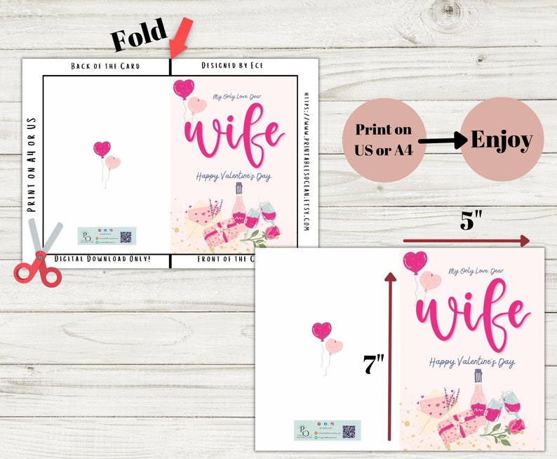 Valentines Day Card for Wife Printable, Valentine's Day Card Handmade ...
