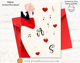 Tarjeta de amor personalizada para ella, tarjeta de compromiso de aniversario romántico imprimible para ella, tarjeta del día de San Valentín, tarjeta de cualquier ocasión
