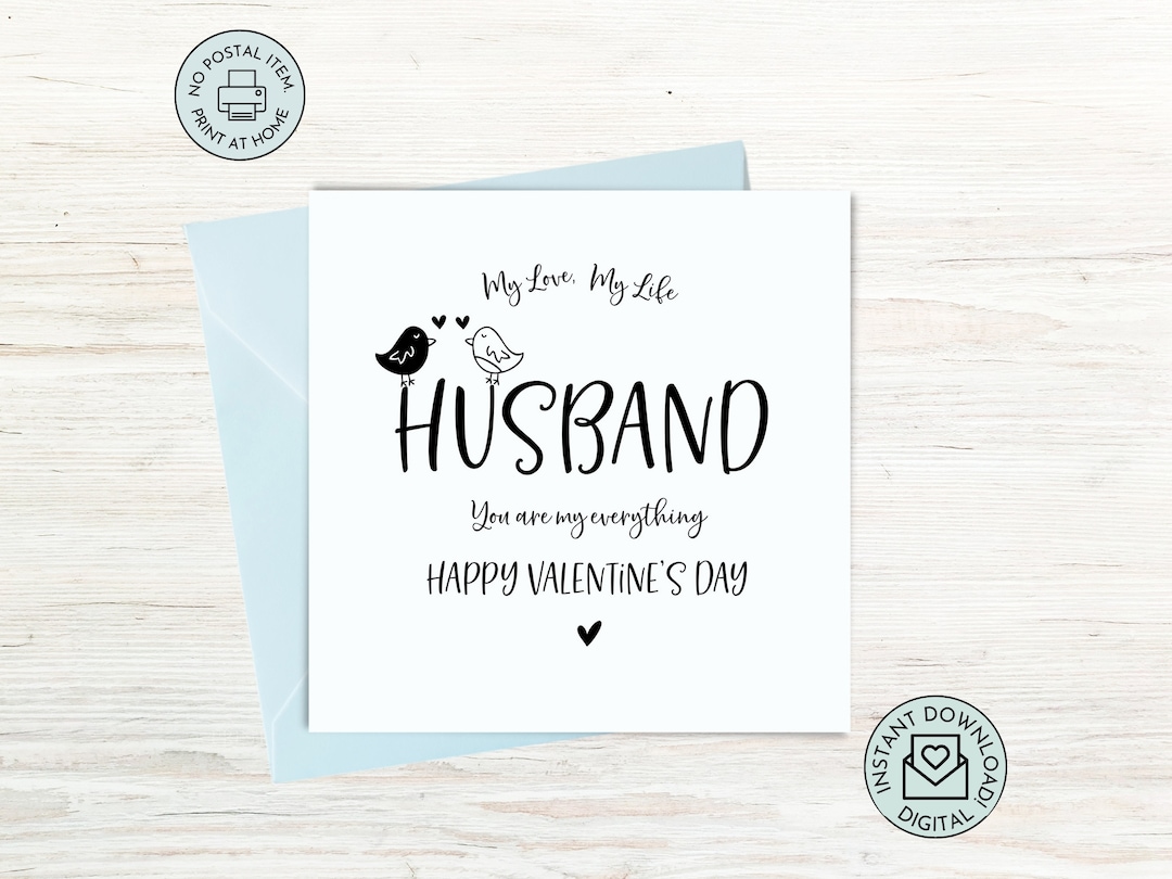 Husband Valentines Card Printable, Valentine's Day Card for Husband ...