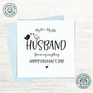 Cartão de dia dos namorados do marido para impressão, cartão de dia dos namorados para marido, cartão romântico fofo eu te amo, cartão de amor