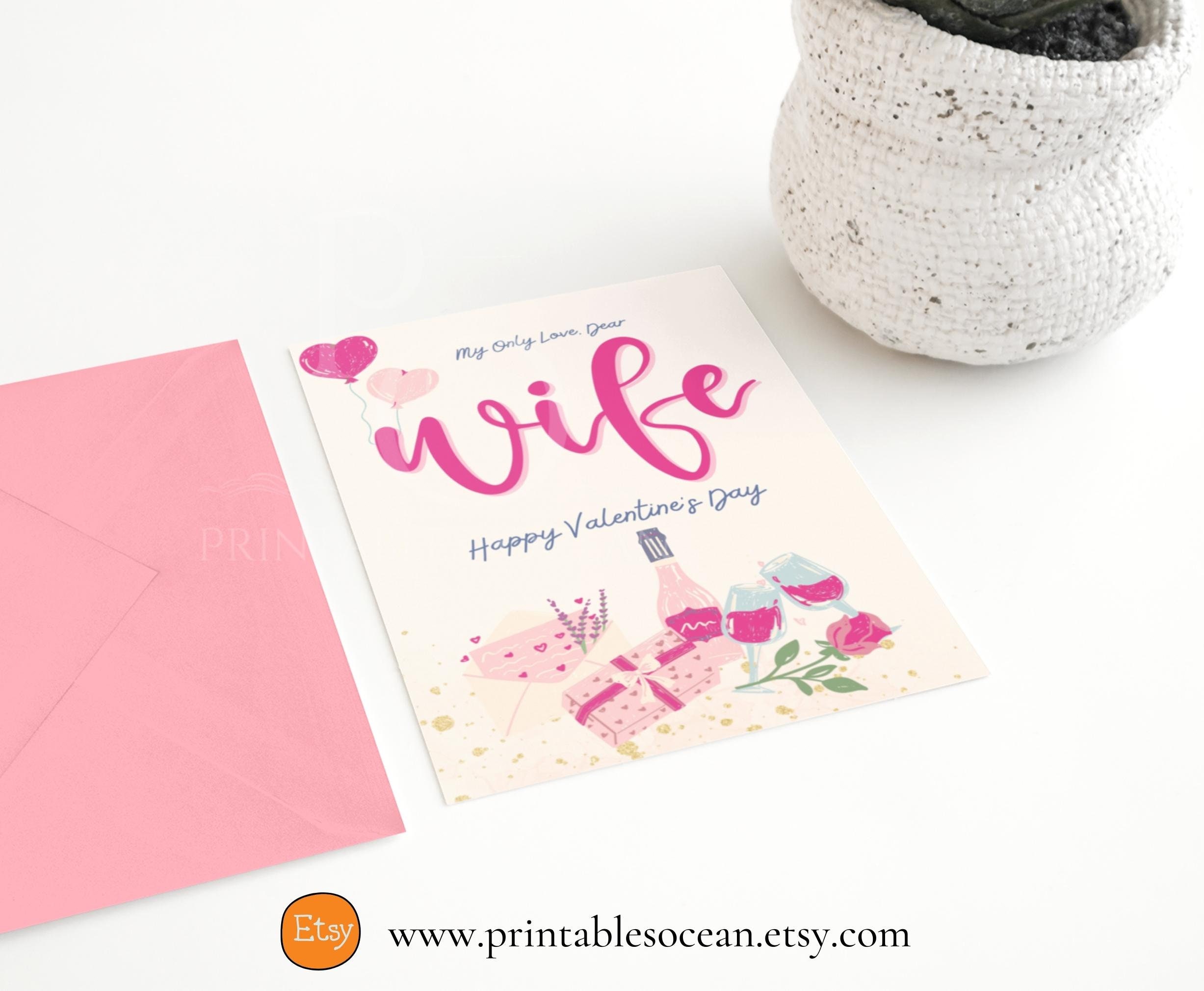 Valentines Day Card for Wife Printable, Valentine's Day Card Handmade ...