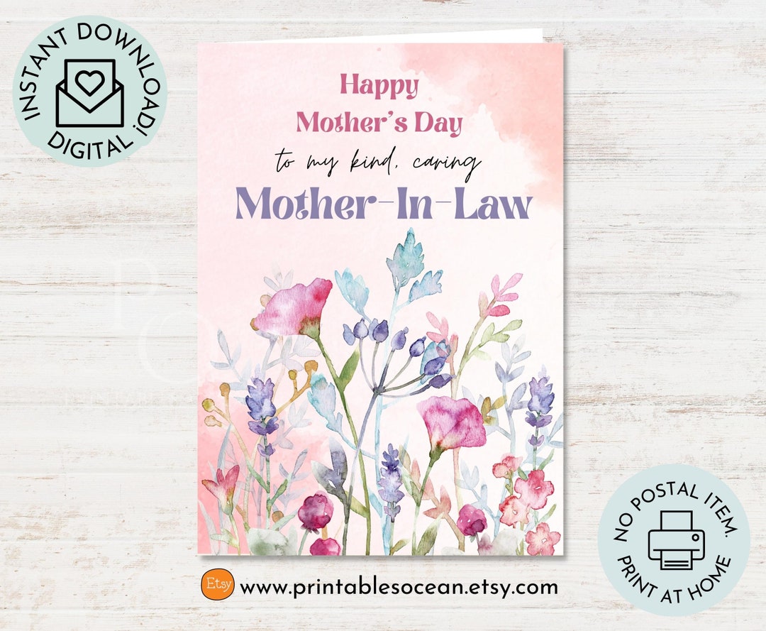 Watercolor Floral Happy Mother’s Day Card to My Mother in Law From ...