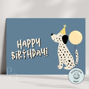 Geburtstagskarte von Hund druckbar Sofortiger Download Last Minute 5x7 Zoll Easy Print at Home PDF Hundeliebhaber Dalmatiner Karte