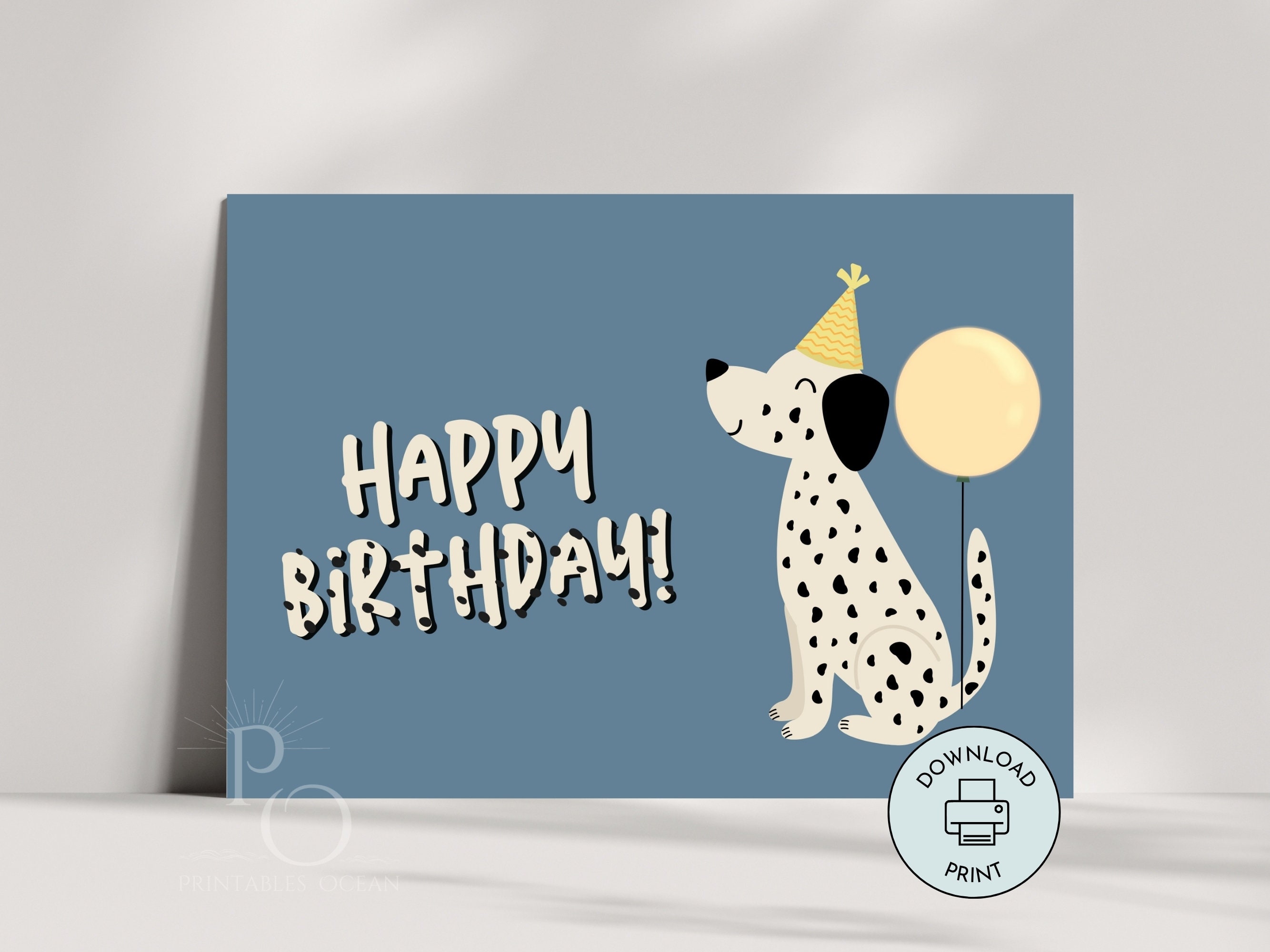 Cute Birthday Card From Dog Printable Instant Download Last Minute 5x7 ...