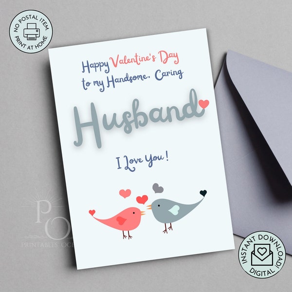 Valentines Day Card for Husband Printable, Valentine's Day Card for Husband, Cute Romantic I Love You Card, Love Card