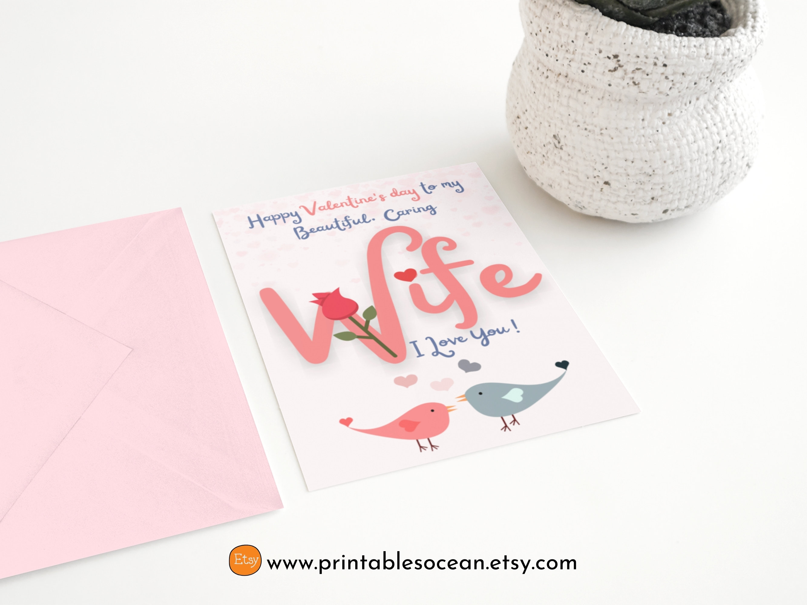 Valentines Day Card for Wife Printable, Valentine's Day Card for Wife ...
