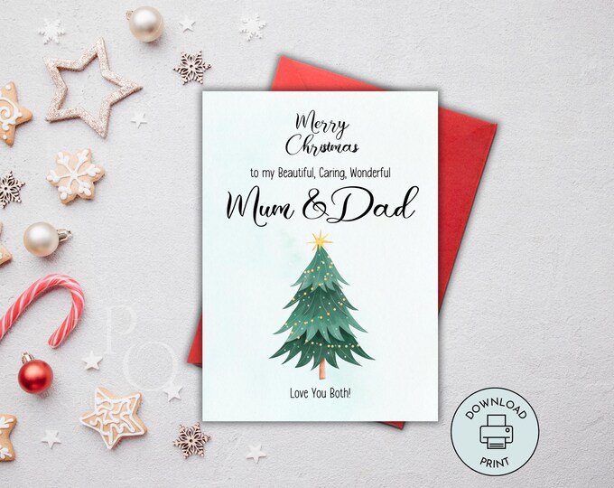 Printable Christmas Card for Wife, Merry Christmas Wife Card, Xmas Card ...