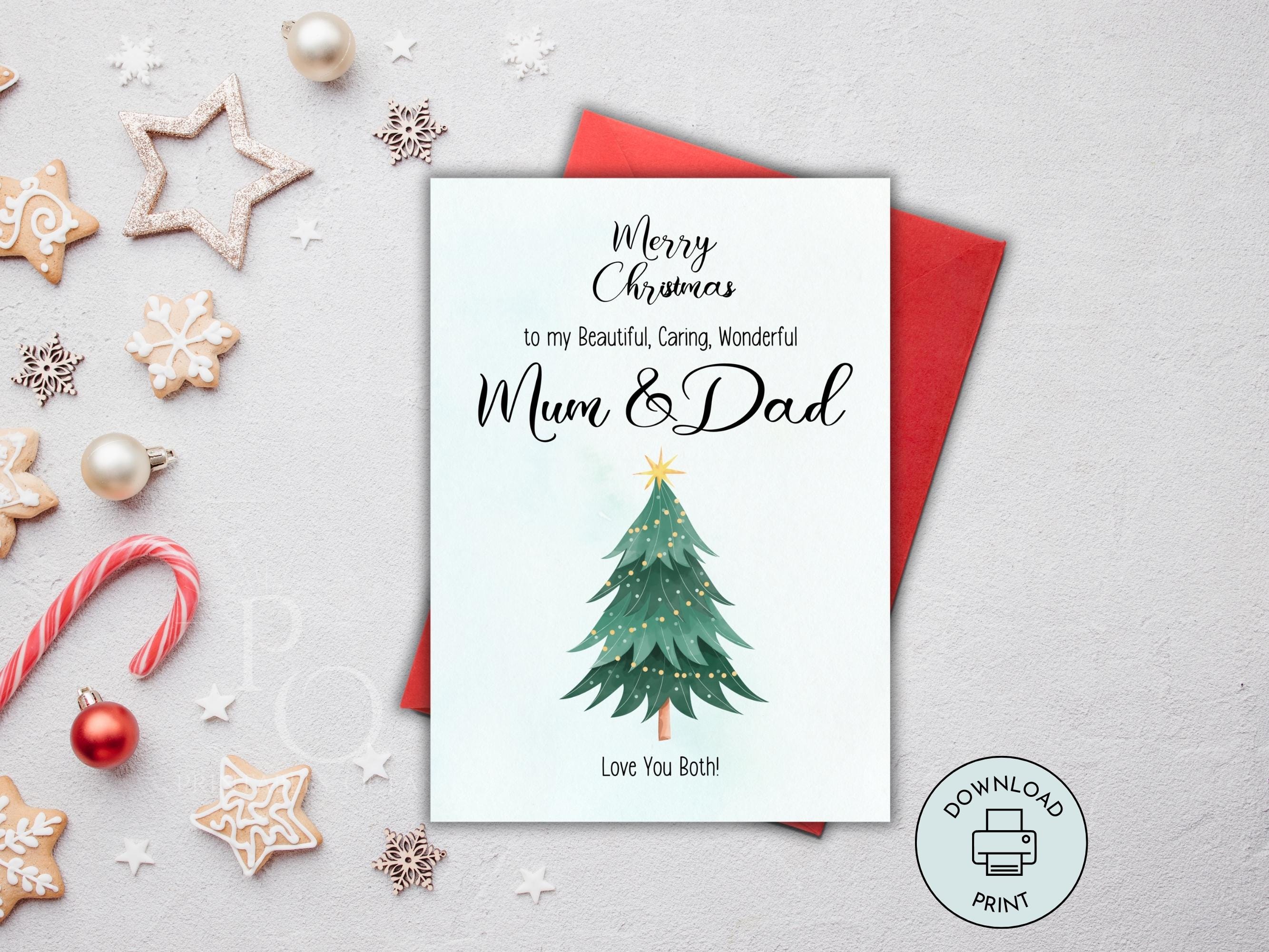 printable christmas card for mum and dad, parent instant download