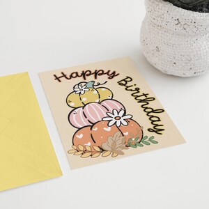 Fall Happy Birthday Card Printable Cute Pumpkins Autumn Card Last ...