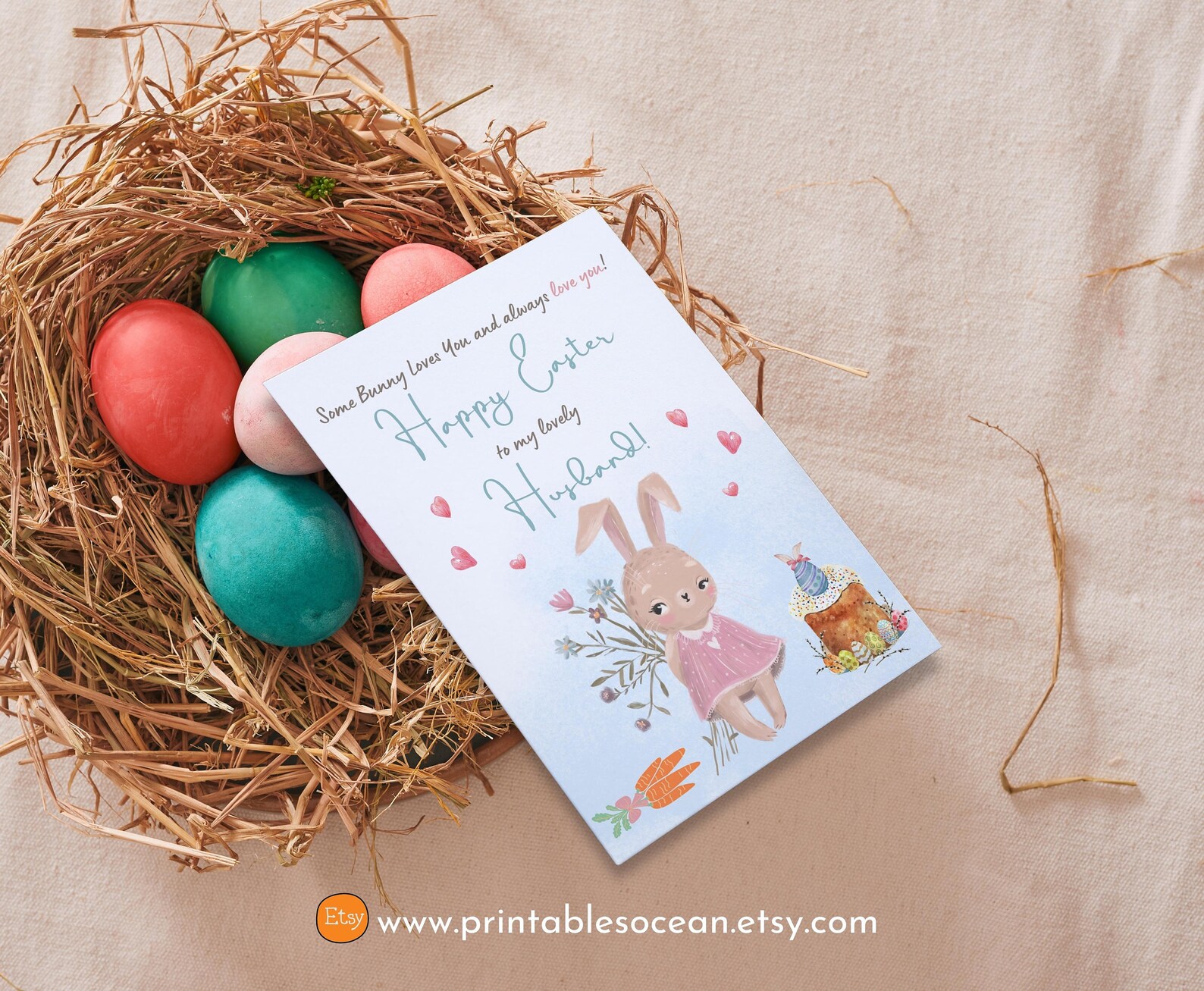 Happy Easter Card for Husband Printable Digital Share Send - Etsy