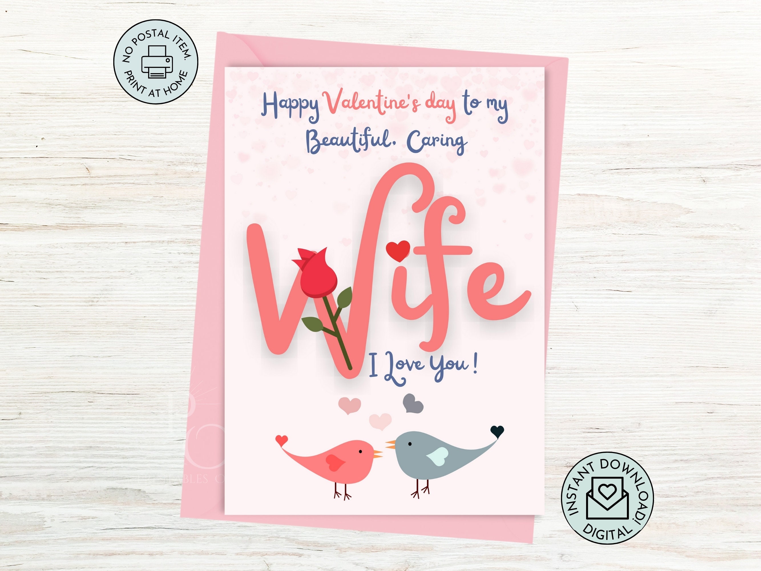 Valentines Day Card for Wife Printable, Valentine's Day Card for Wife ...