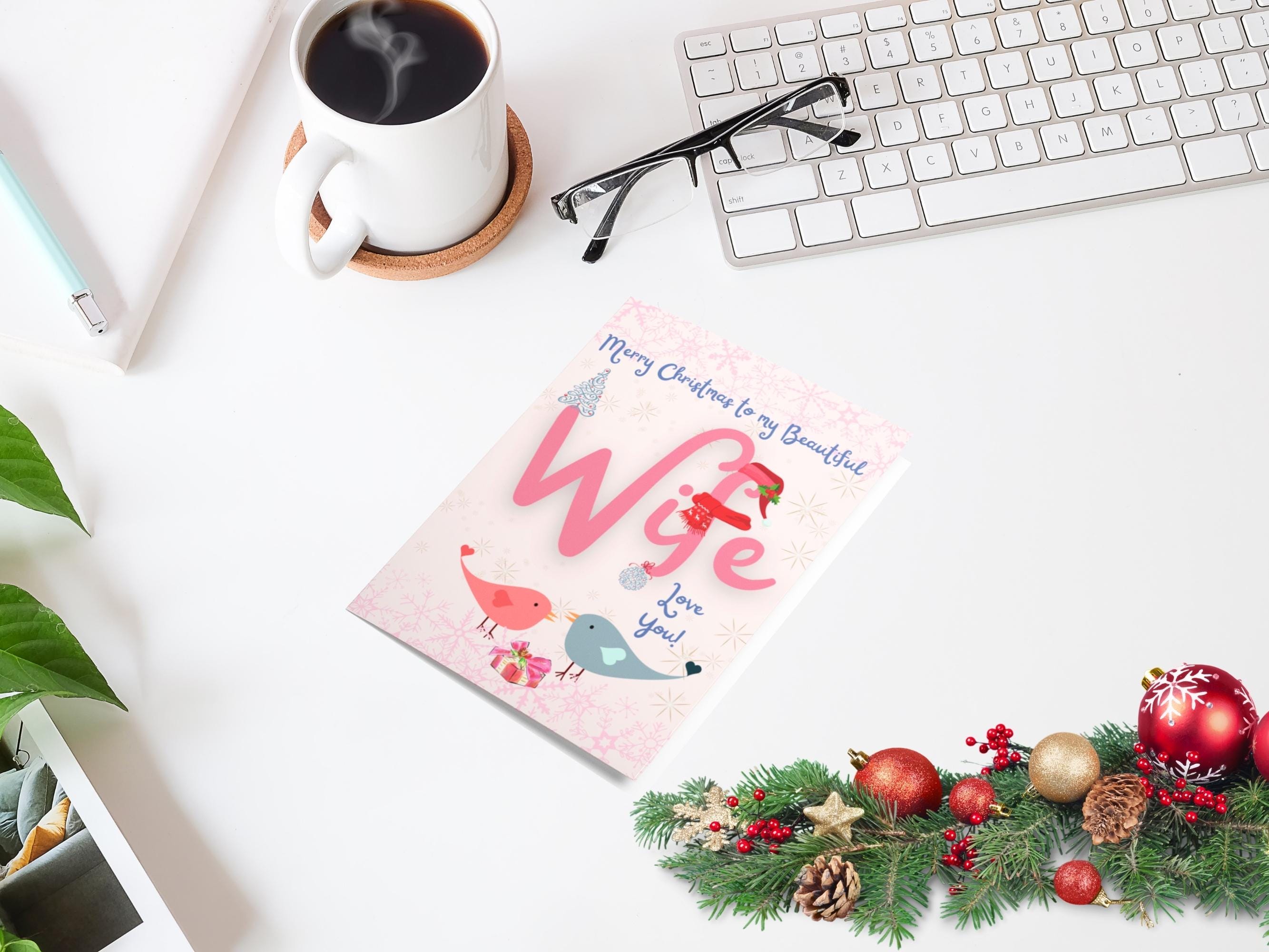 Printable Christmas Card for Wife, Merry Christmas Wife Card, Xmas Card ...