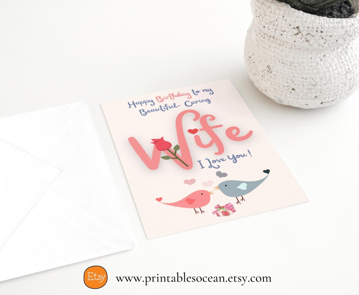 Happy Birthday Card for Wife Printable Wife Birthday Card Etsy UK