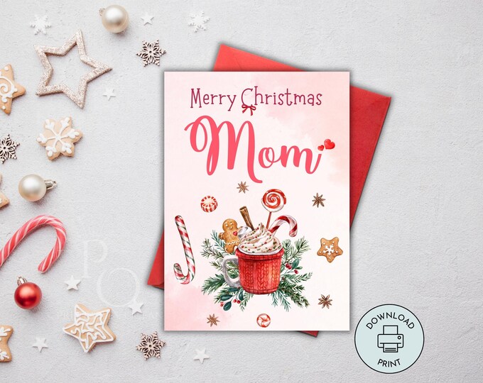 Printable Christmas Card for Wife, Merry Christmas Wife Card, Xmas Card ...