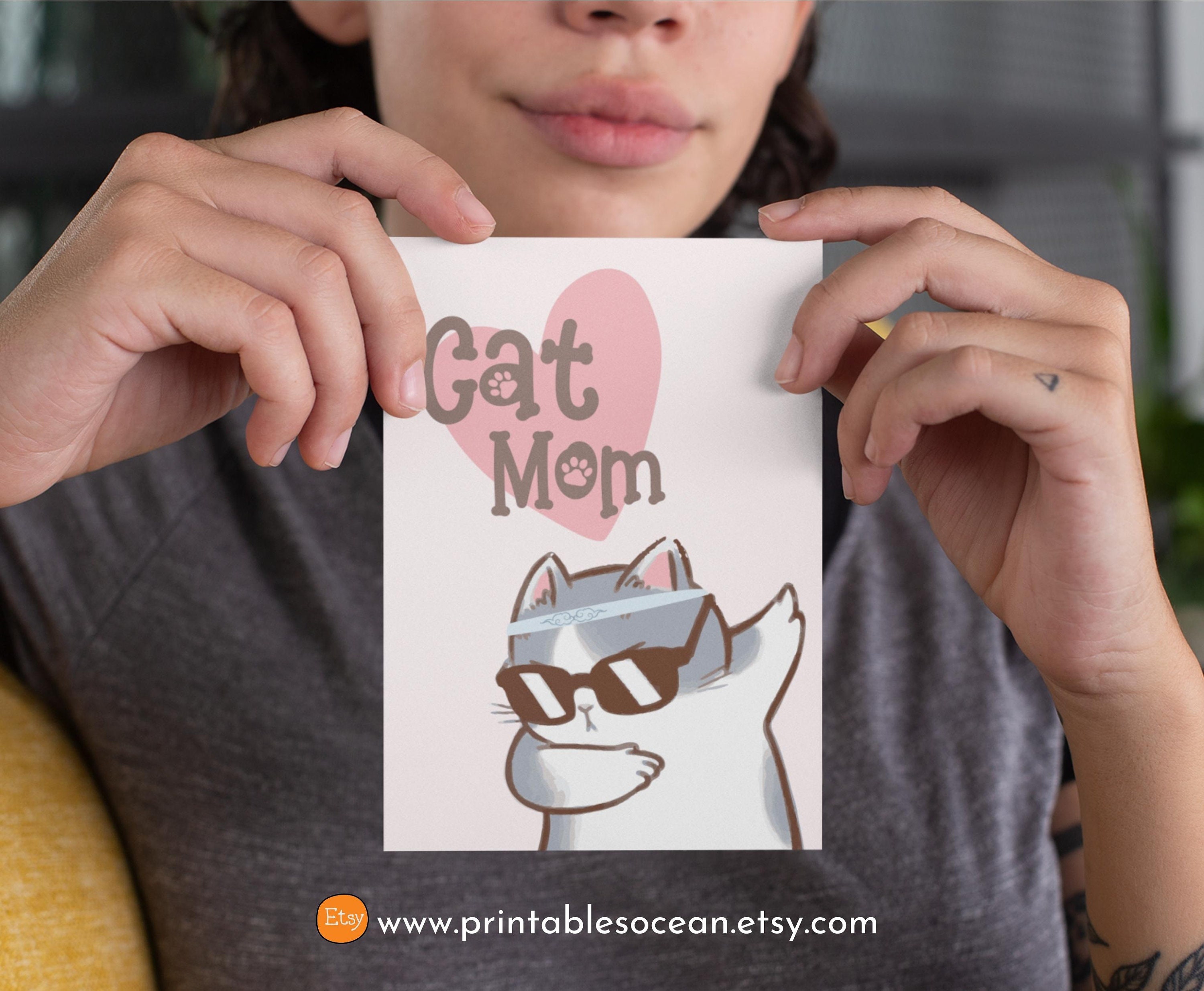 Mother's Day Card From Cat Printable, Funny Cat Birthday Card for Mom ...