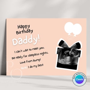 Carte photo personnalisée avec photo numérisée pour l'anniversaire de bébé papa, futur bébé de bébé à naître dans le ventre, bébé en route sur la planche à modifier facilement 7 x 5