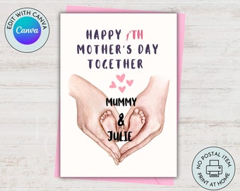 Customizable Printable First Mother's Day Card - Personalized Greetings for New Moms and 1st Time Mothers on Mother's Day