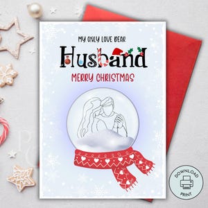 Merry Christmas Card for Husband Printable Last Minute Instant Download 5x7 inches XMas Card for Husband Easy Print at Home