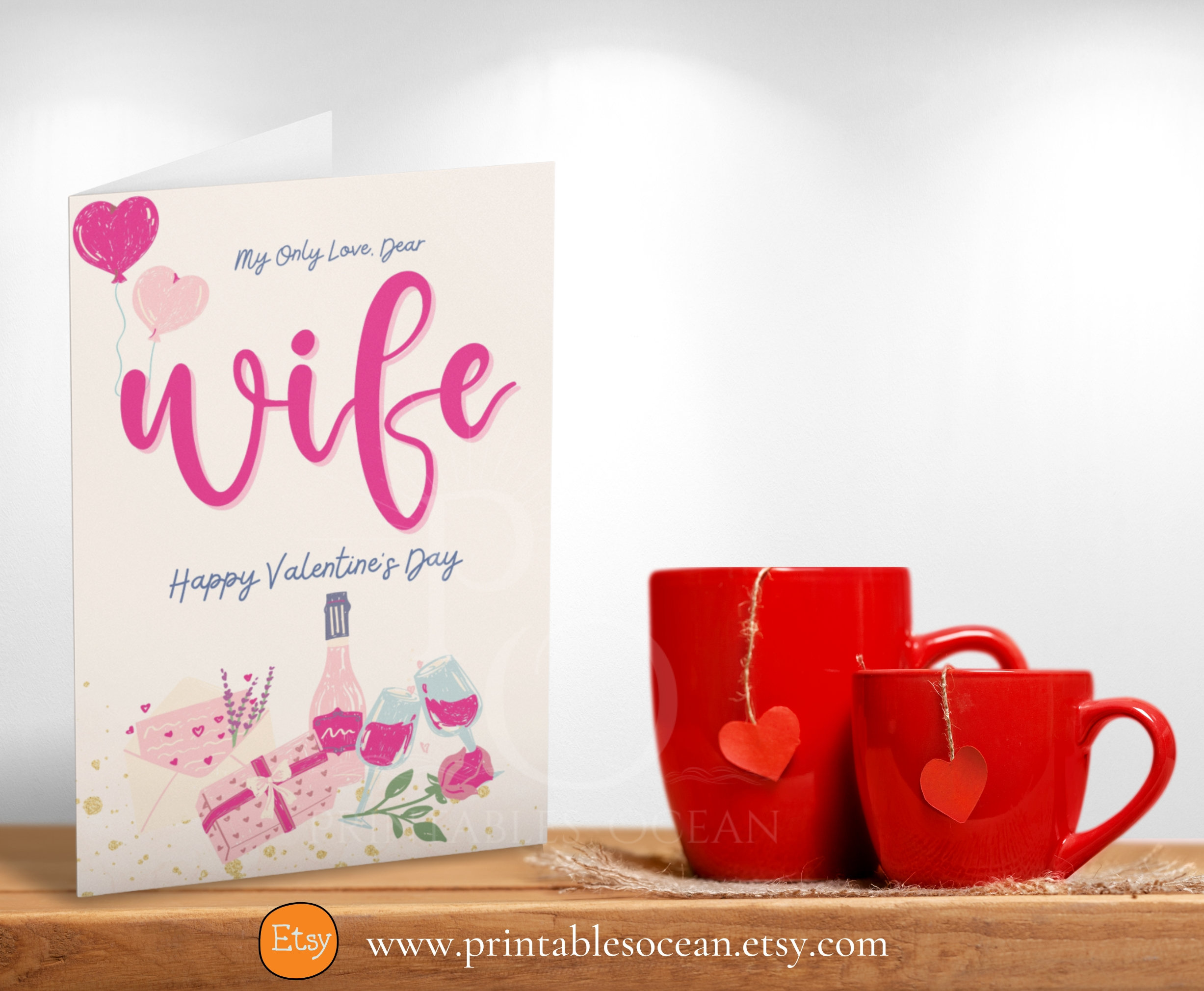 Valentines Day Card for Wife Printable, Valentine's Day Card Handmade ...