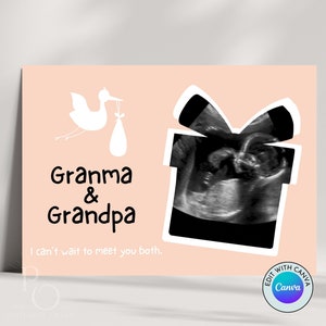 Faire-part de grossesse personnalisé, carte photo numérisée grand-parents bébé de bébé à naître dans le ventre, bébé sur le chemin à bord imprimable